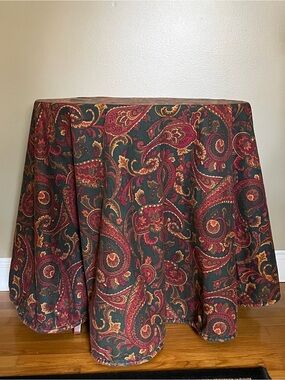 Vintage Croscill Paisley Tablecloth in Deep Green, Burgundy and Gold